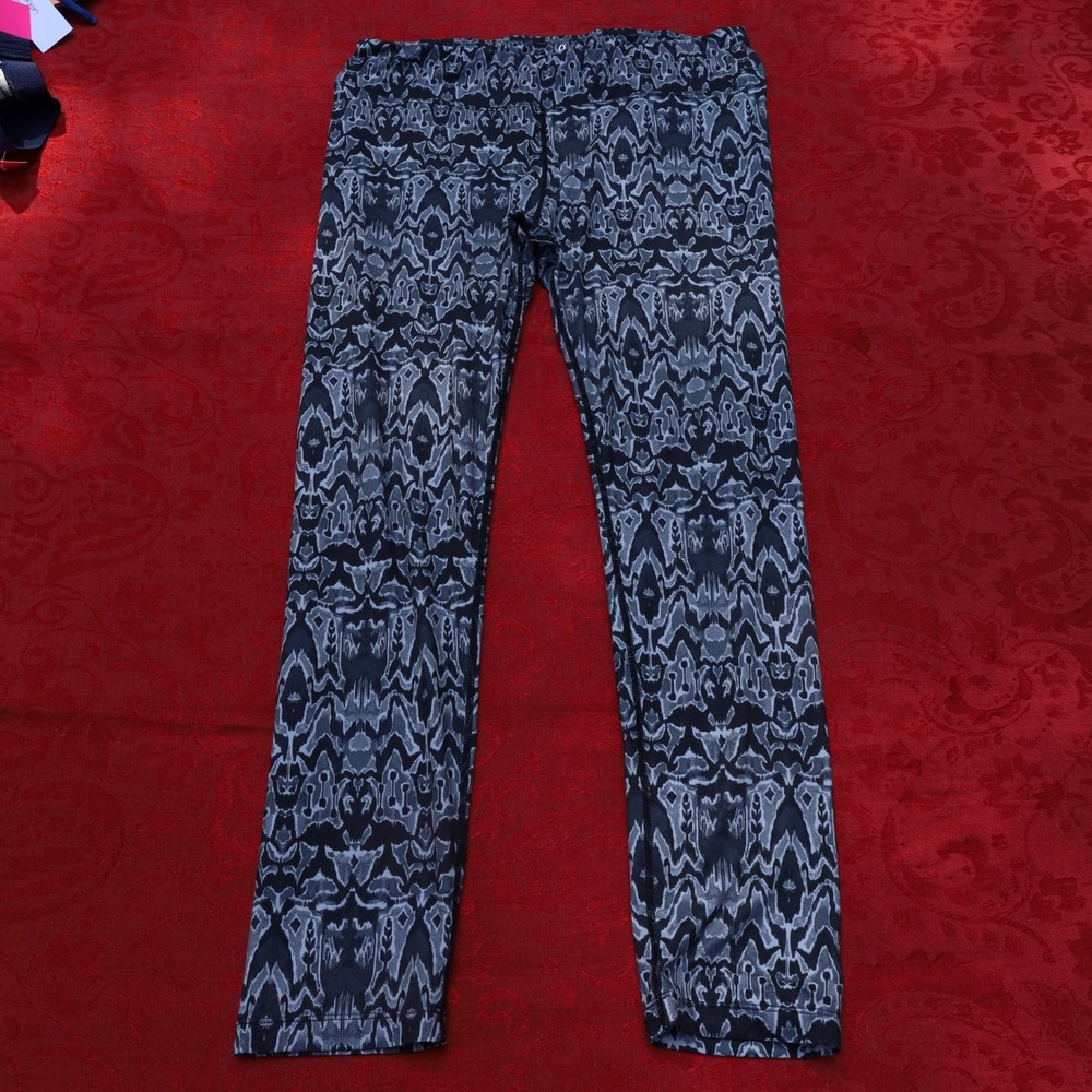prAna Leggings Womens Medium Grey Black Ikat Geometric Active Yoga Pants Good